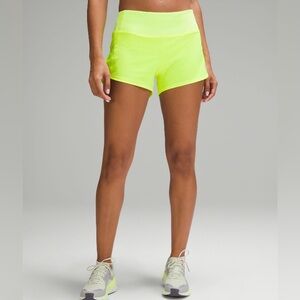 Lululemon Speed Up Mid/High Rise Shorts 4" Neon Highlight Yellow Size 0